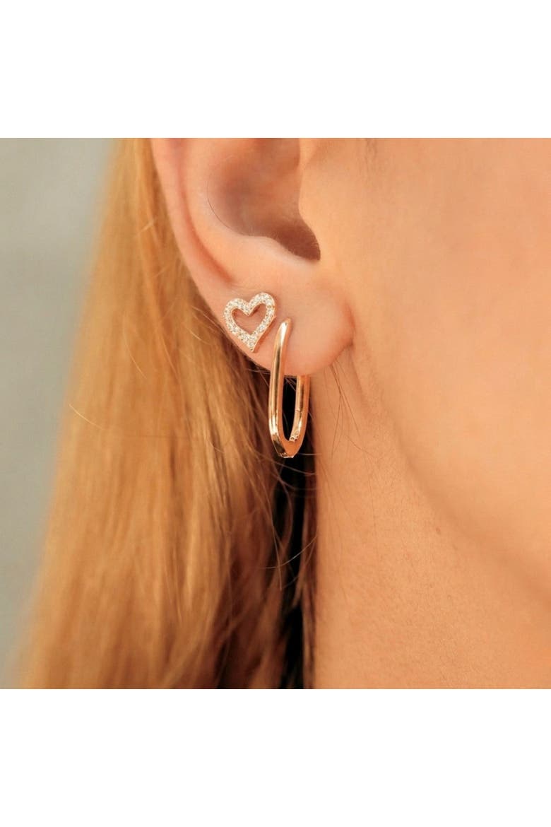 Heart Sterling Silver Stud Earrings, Alternate, color, Rose gold