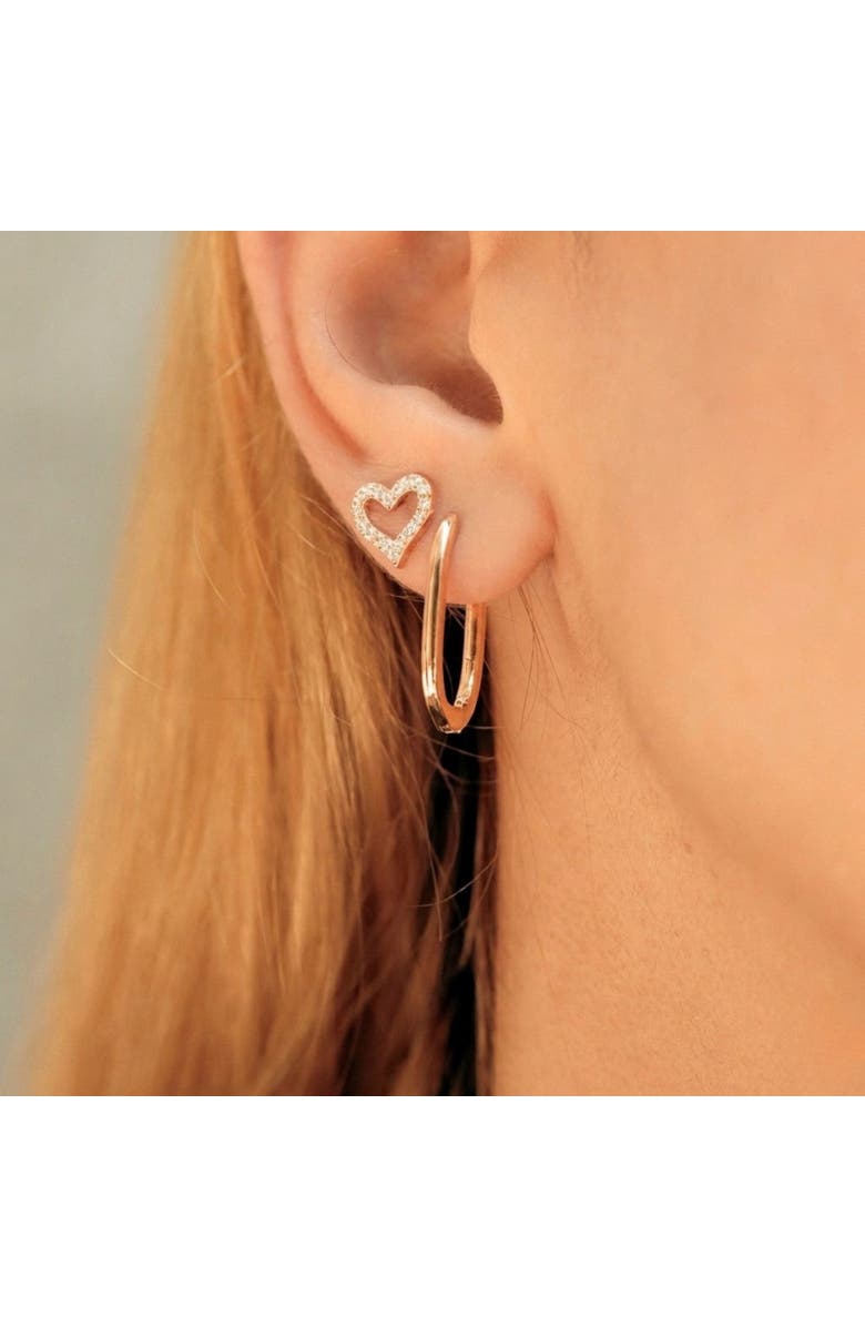Spero London Heart Sterling Silver Stud Earrings, Alternate, color, Rose Gold
