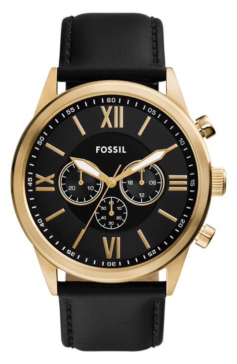 Flynn Leather Strap Chronograph Watch, 48mm