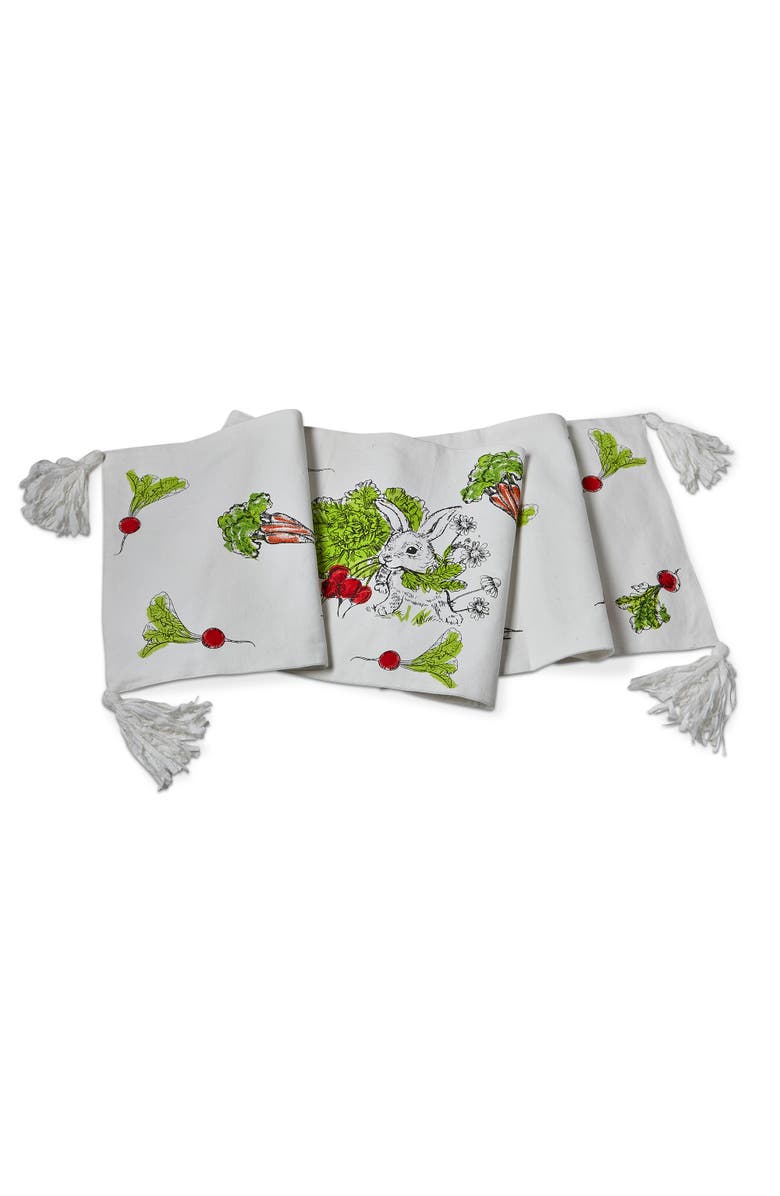 tag Munching Bunny Spring Table Runner Cotton White Multi, Alternate, color, White