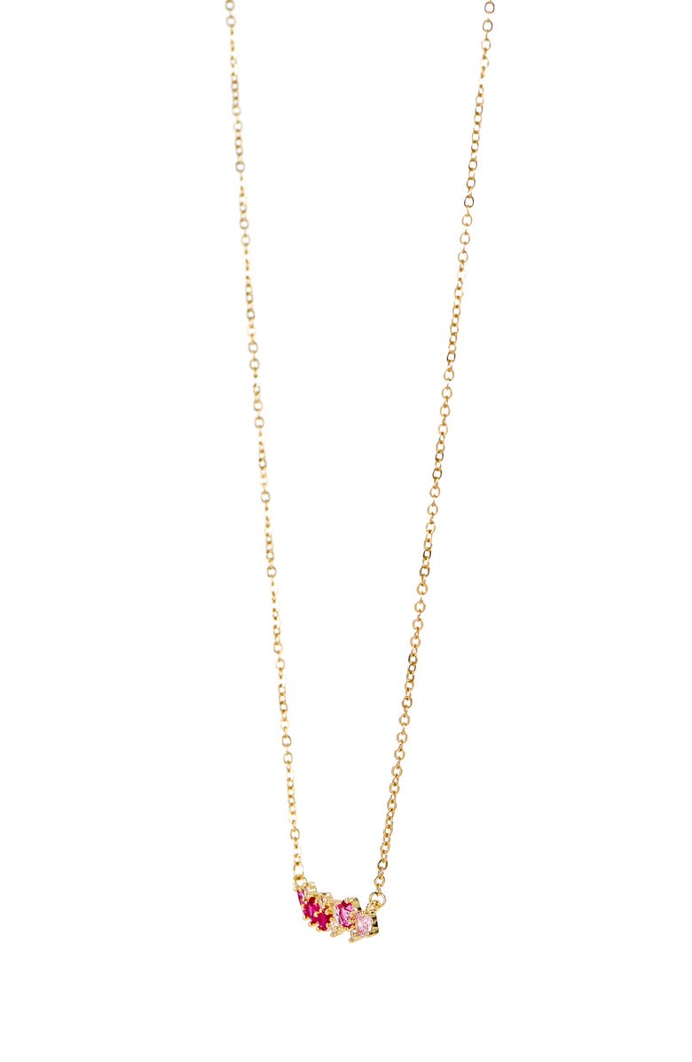 Danecraft Cubic Zirconia Pendant Necklace & Stud Earrings Set, Alternate, color, Metallic Gold