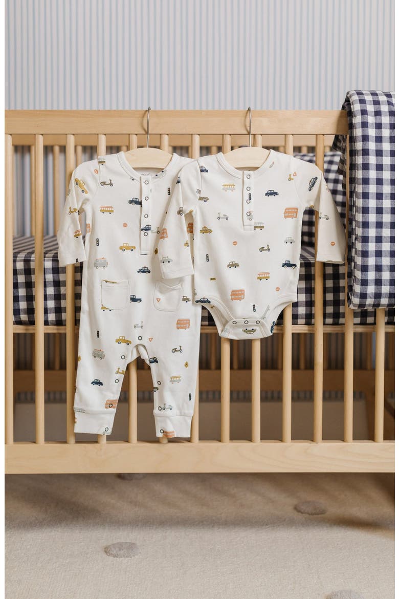 Henley Patch Pocket Organic Cotton Romper, Alternate, color, RUSH HOUR