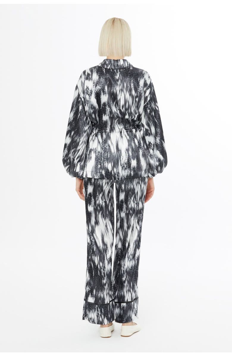 Gizia Ruffled Sleeve Printed Loose Fit Grey Set, Alternate, color, Grey