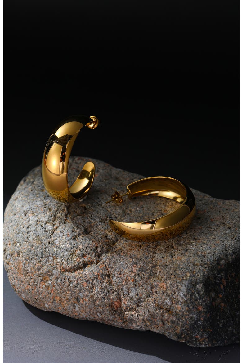 Chunky Bold Hoop Earrings, Alternate, color, Gold