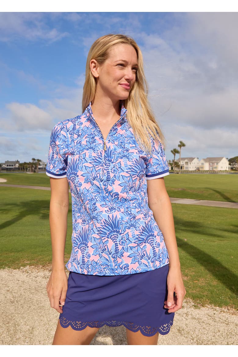 Short Sleeve Collared 1/4 Zip, Alternate, color, Palm Beach