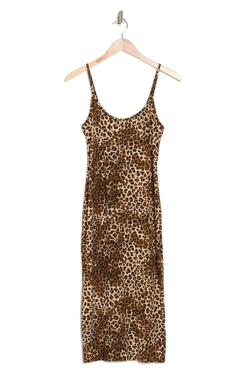 bebe Cheetah Print Scoop Midi Dress, Alternate, color, Cheetah