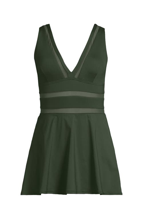 LANDS' END LANDS' END PLUS SIZE MESH V-NECK MINI SWIM DRESS SWIMSUIT 