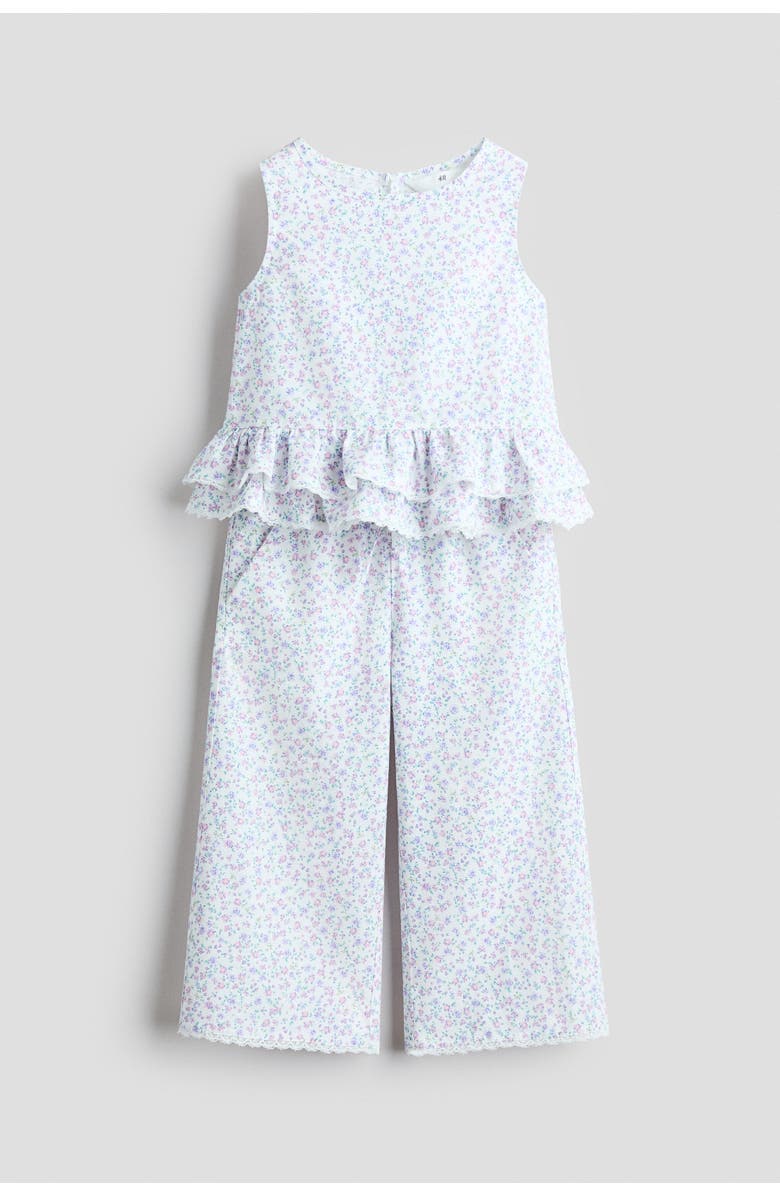 H&M 2-piece linen-blend set, Main, color, White/Floral