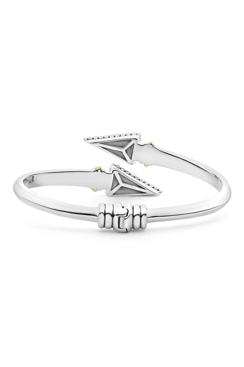 KSL Two-Tone Pyramid Cross Bangle, Alternate, color, SILVER