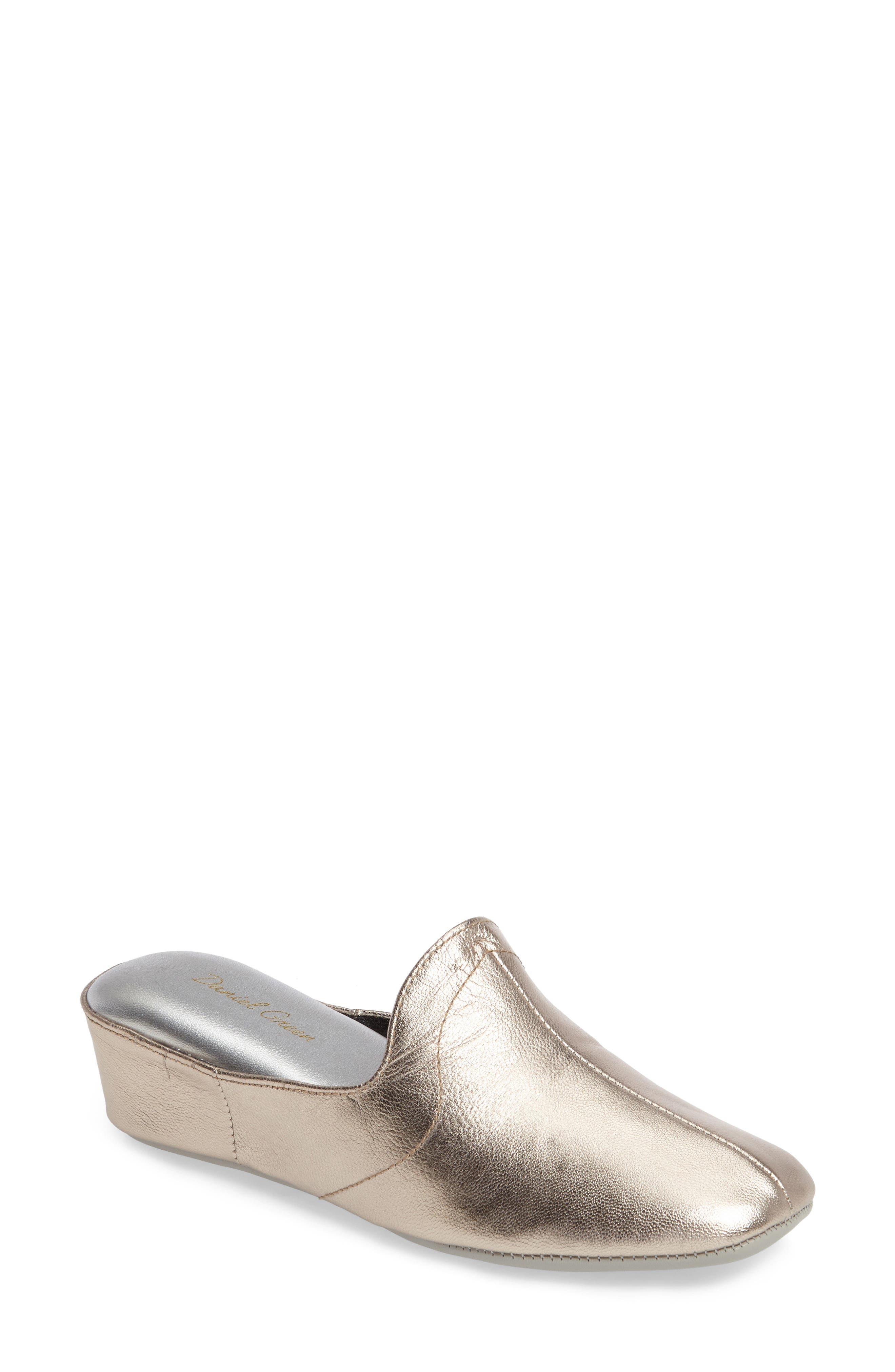 Glamour Scuff Slipper, Main, color, PEWTER LEATHER