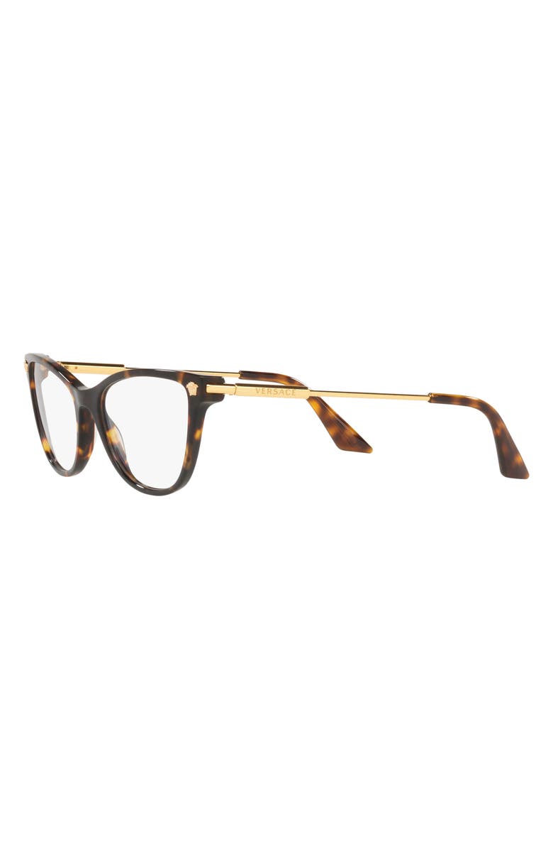 Versace 54mm Cat Eye Optical Glasses, Alternate, color, Havana