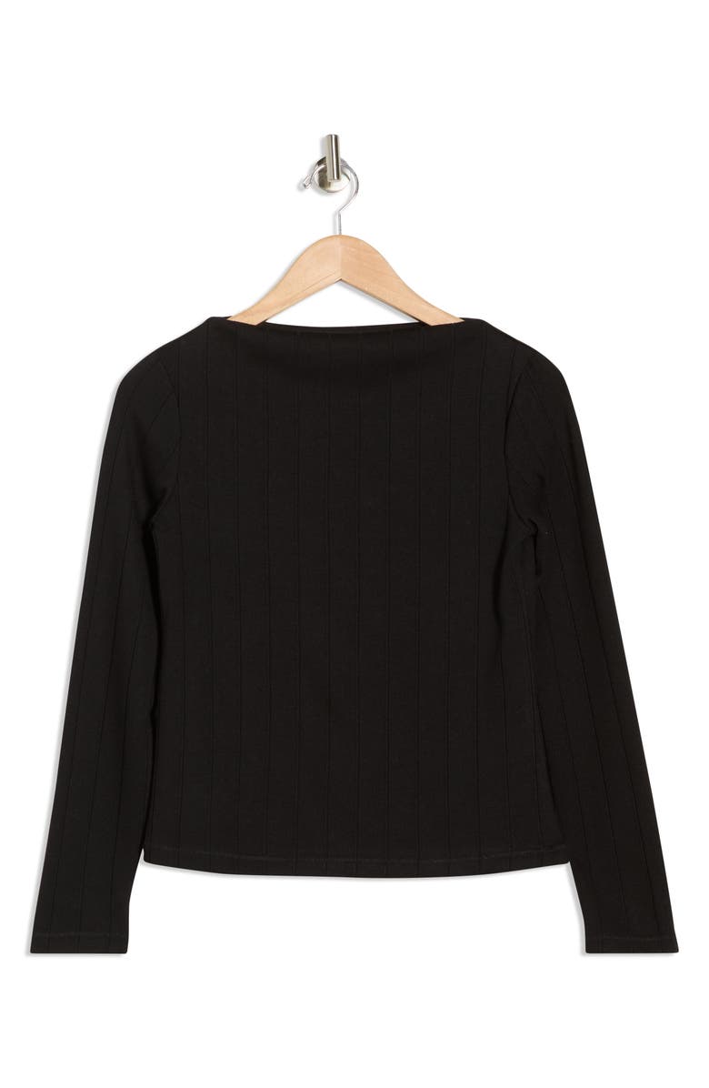 JASON WU Boat Neck Long Sleeve Ribbed Top, Main, color, Black