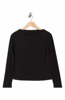 JASON WU Boat Neck Long Sleeve Ribbed Top