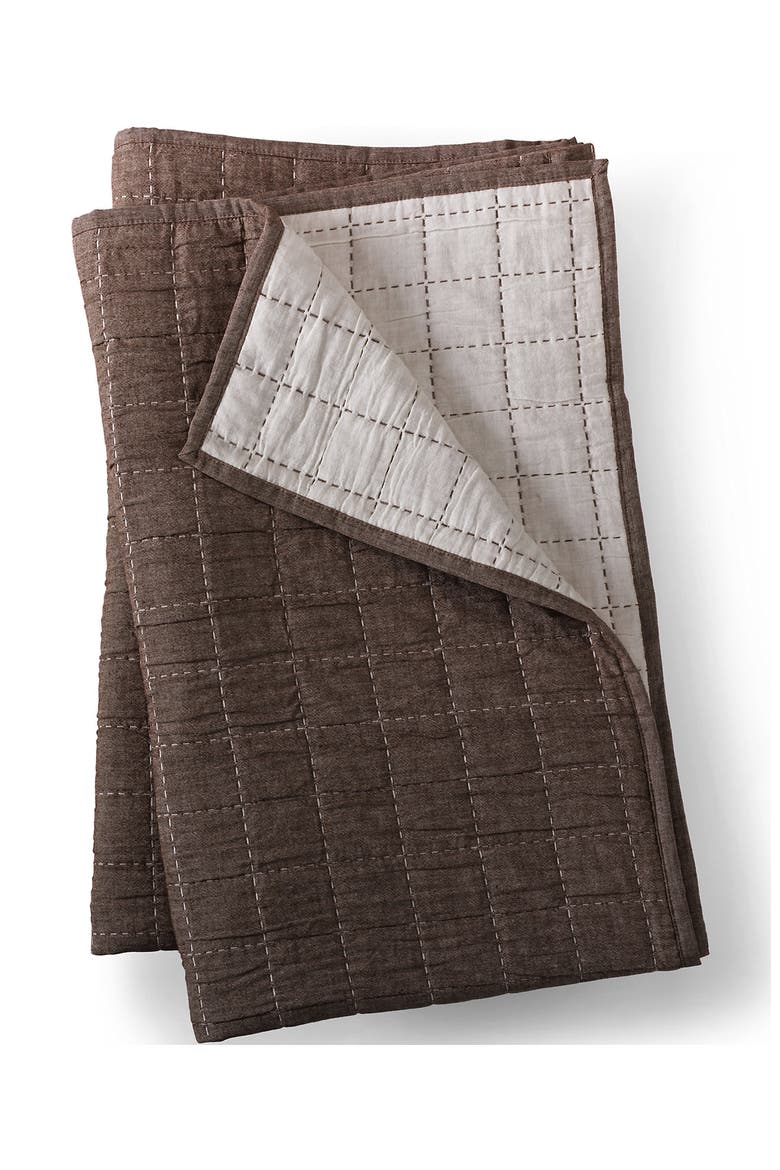 Essential Cotton Windowpane Reversible Bed Blanket, Main, color, Dark Walnut Brown