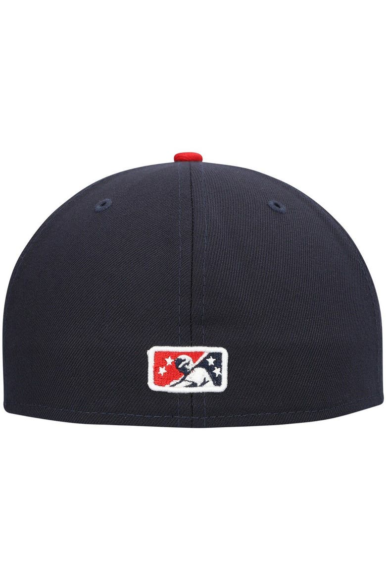 Men's New Era Navy New Hampshire Fisher Cats Authentic Collection Road 59FIFTY Fitted Hat, Alternate, color, Navy