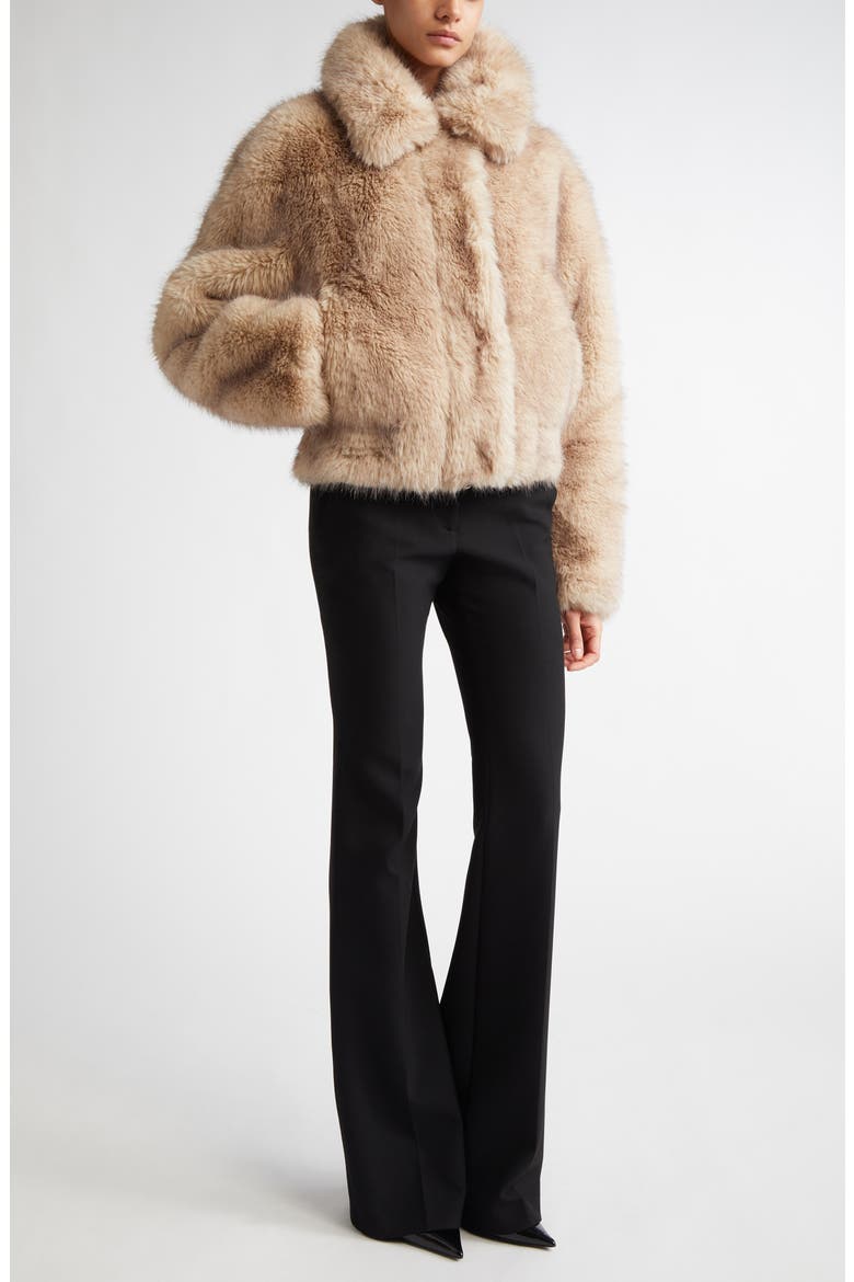 Lena Faux Fur Crop Jacket, Alternate, color, NATURAL