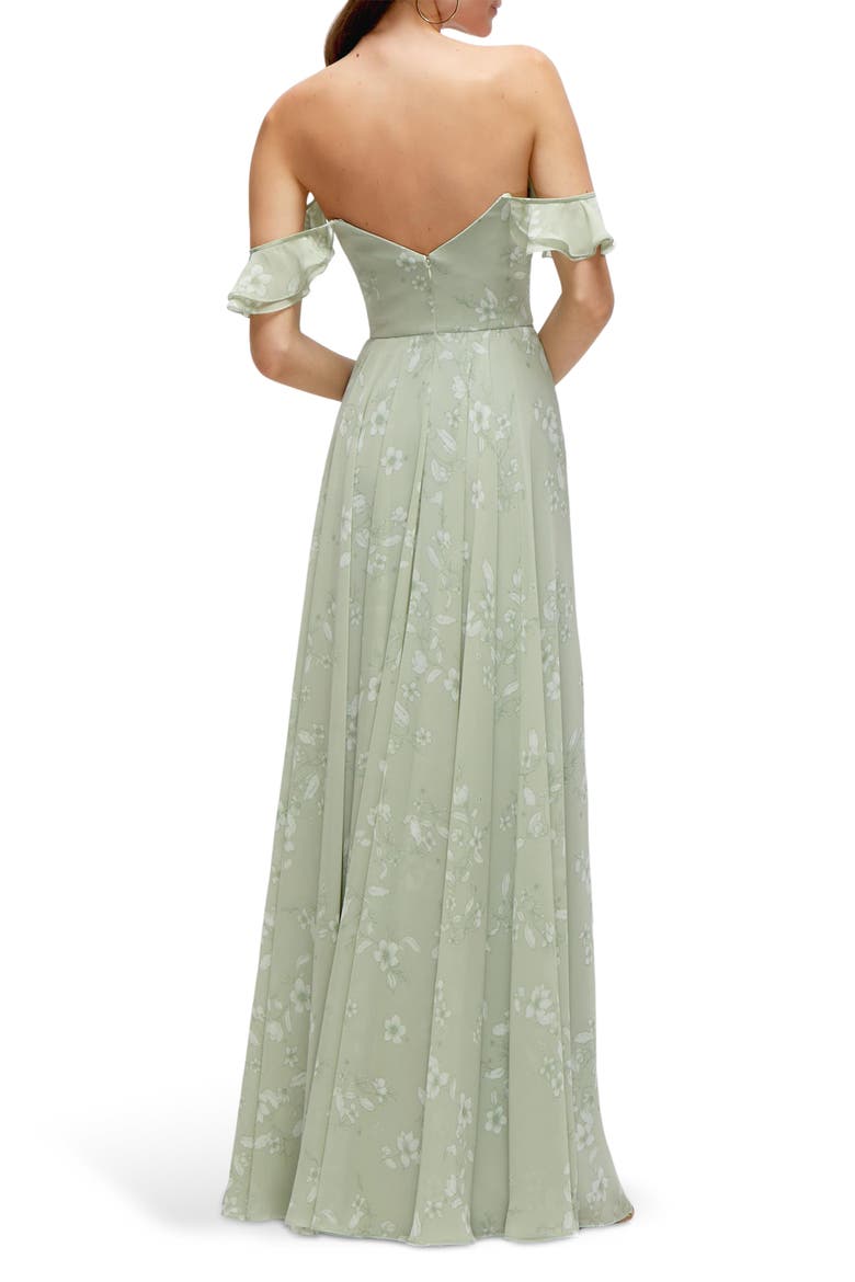 Ruffle Maxi Cocktail Dress, Alternate, color, VINTAGE PRIMROSE SAGE