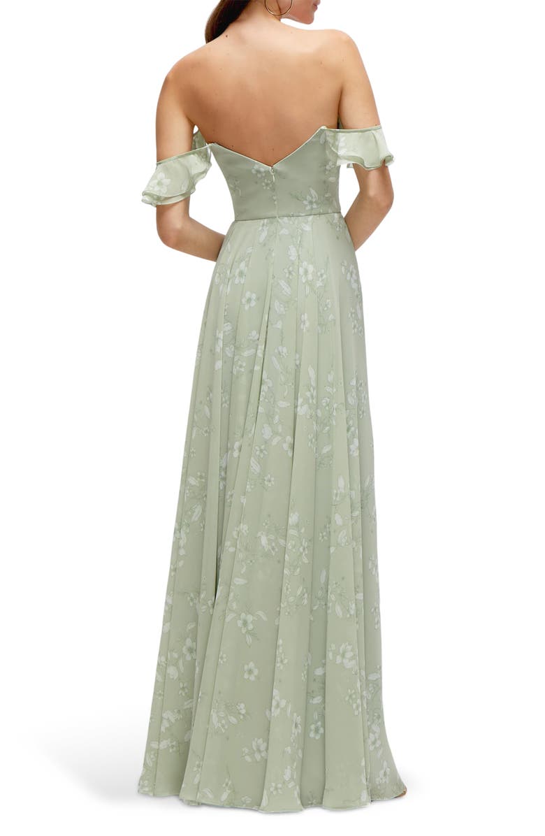 After Six Ruffle Maxi Cocktail Dress, Alternate, color, Vintage Primrose Sage