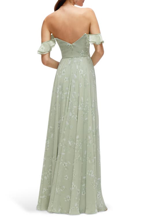 After Six Ruffle Maxi Cocktail Dress In Vintage Primrose Sage