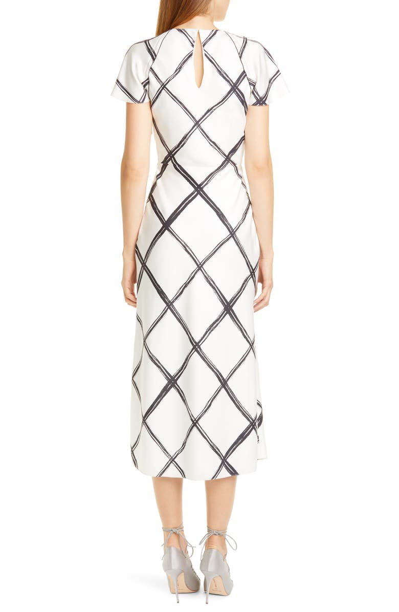 Jason Wu Collection Windowpane Print Silk Crêpe de Chine Midi Dress, Alternate, color, 