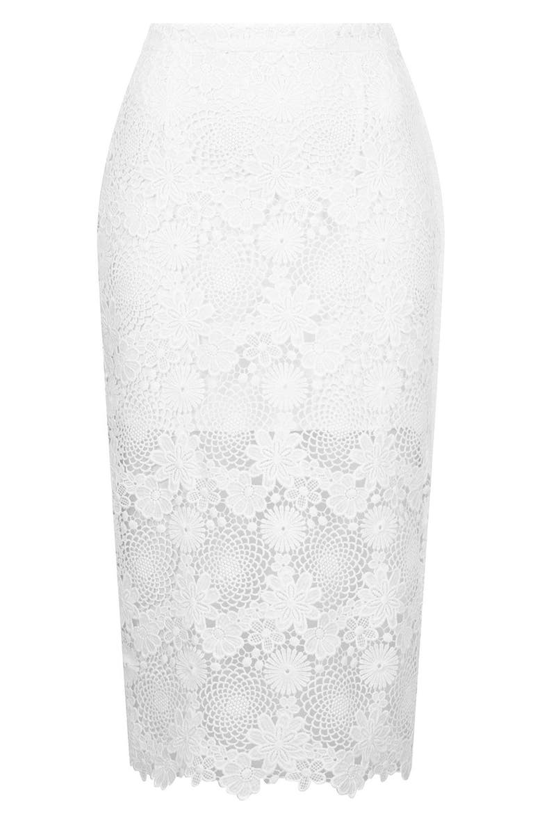Lace Pencil Skirt, Alternate, color, CREAM