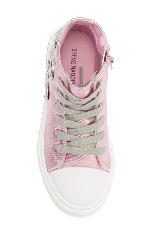 Steve Madden Kids' Jmistee High Top Platform Sneaker In Pink