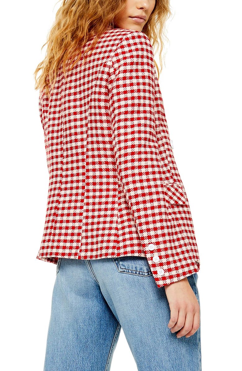 Topshop Check Double Breasted Blazer, Alternate, color, 