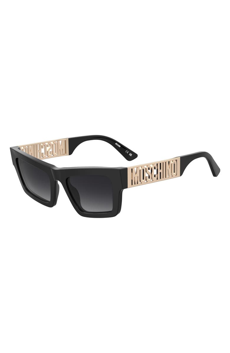 Moschino 53mm Rectangular Sunglasses, Alternate, color, Black