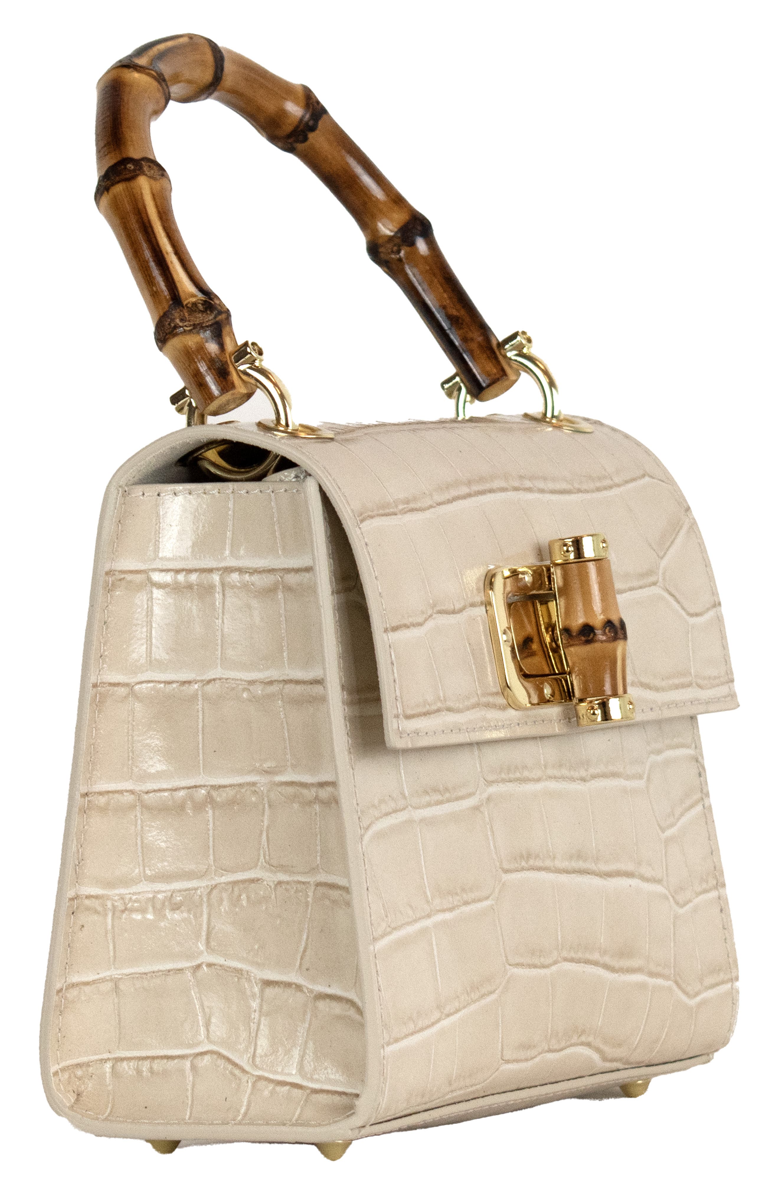Ellie Croc Embossed Top Handle Bag, Alternate, color, BEIGE