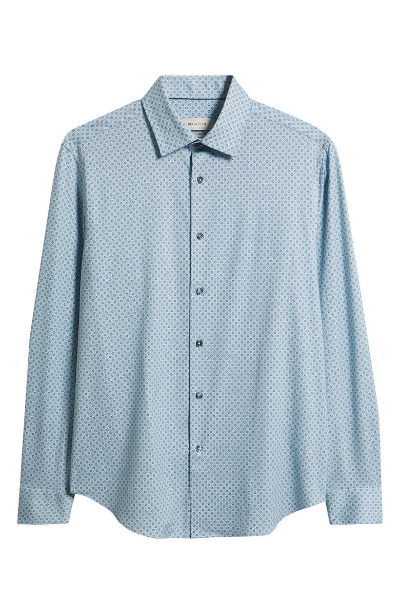 Bugatchi James OoohCotton<sup>®</sup> Geo Print Button-Up Shirt, Main, color, Seafoam