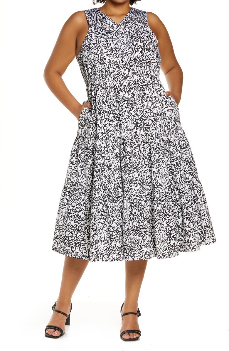 Halogen<sup>®</sup> Tiered Poplin Dress, Main, color, 