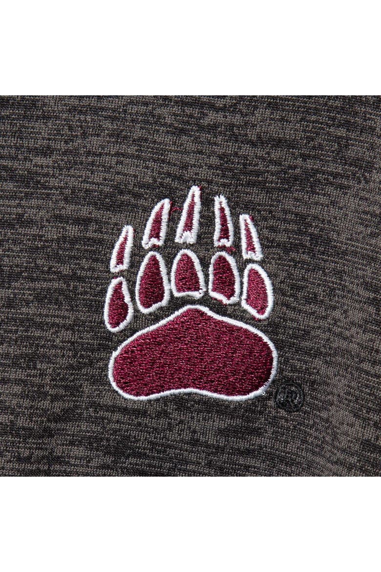 Men's Colosseum Heathered Black Montana Grizzlies Down Swing Raglan Polo, Alternate, color, Heather Black