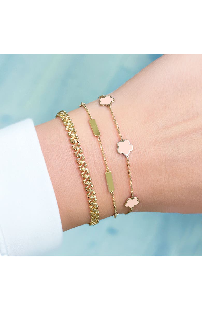 The Lovery Fine Jewelry Pink Pearl Flower Bracelet, Alternate, color, Pink Pearl