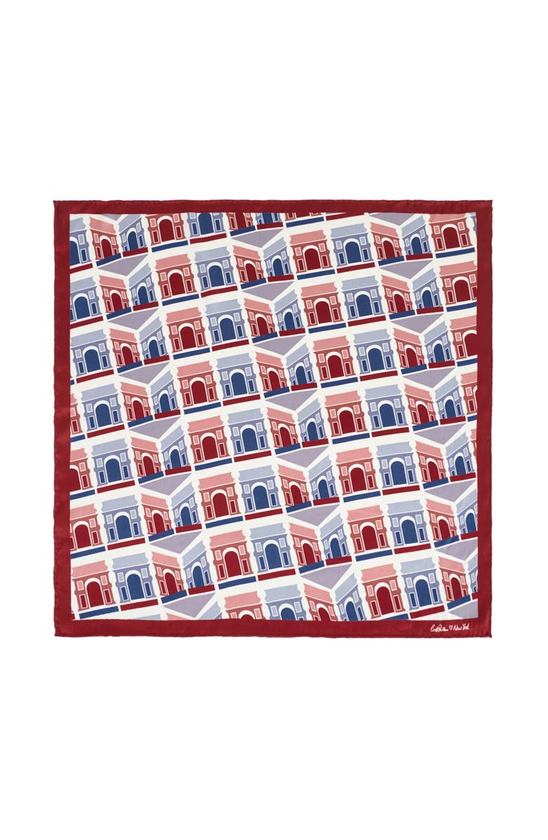 Lost Pattern Square Arch Silk Bandana, Main, color, Red