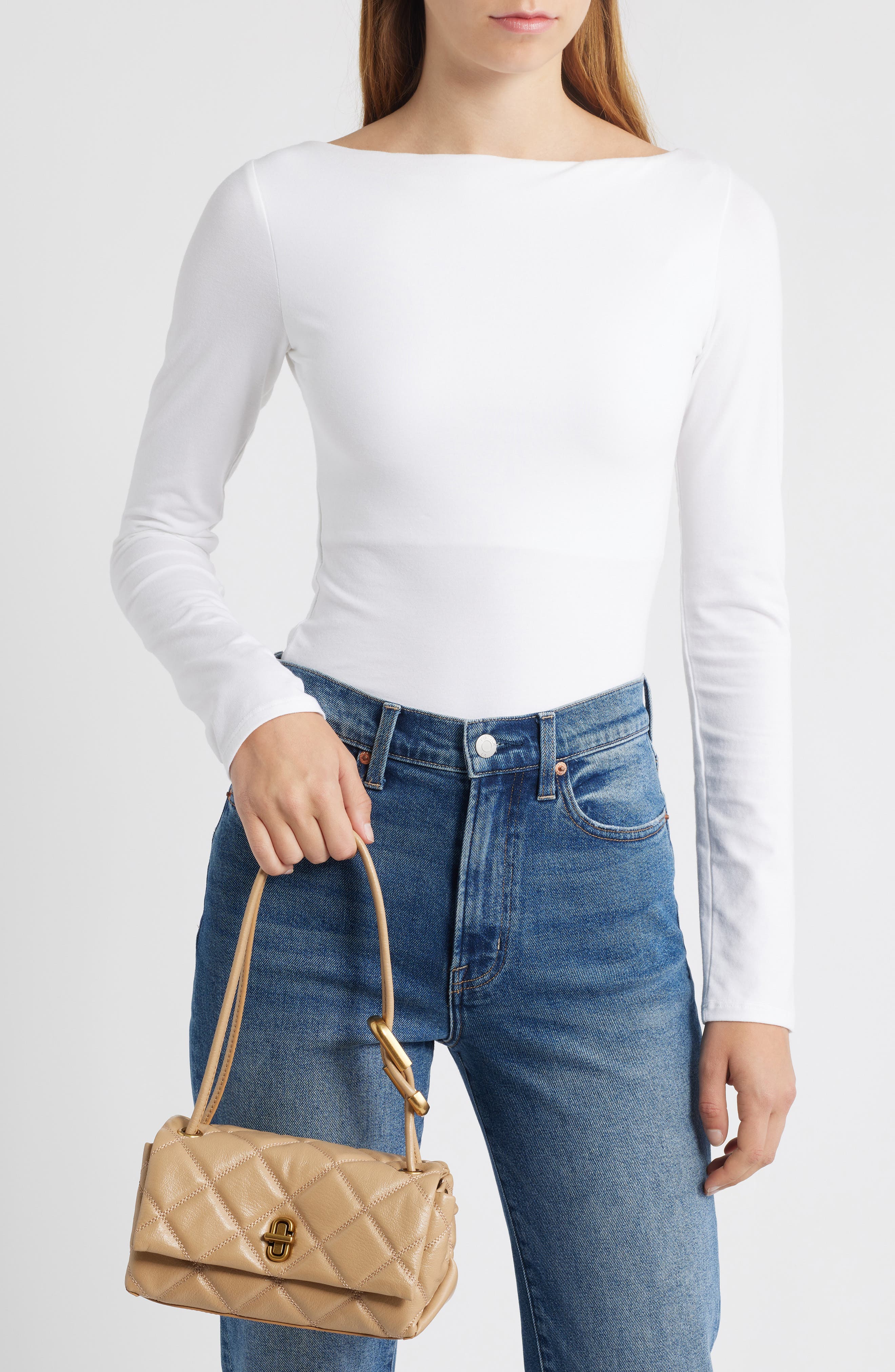 The Mini Dual Chain Diamond Quilted Leather Shoulder Bag, Alternate, color, CAMEL
