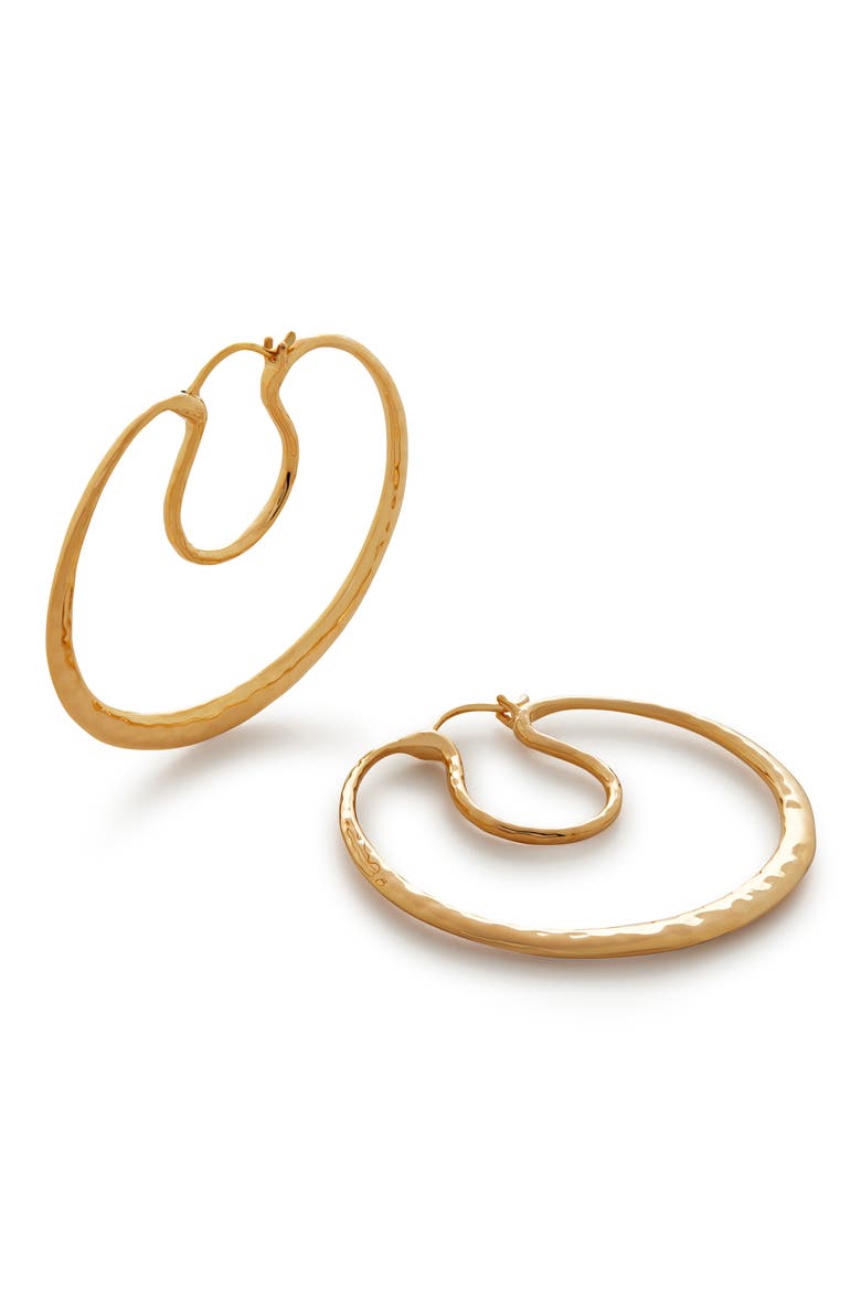 Flow Sculpted Hoop Drop Earrings, Main, color, 18CT GOLD VERMEIL/ SS