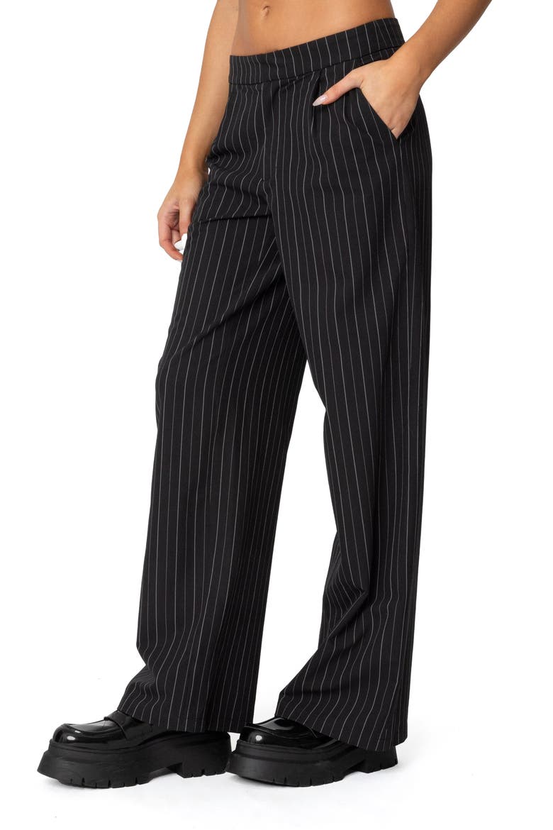 Aliza Pinstripe Straight Leg Pants, Alternate, color, BLACK-AND-WHITE