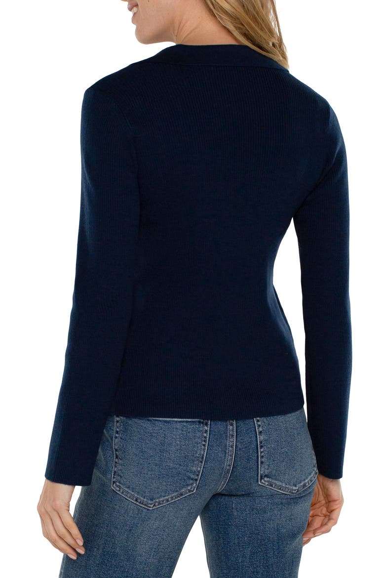 Rib Polo Sweater, Alternate, color, DARK NAVY