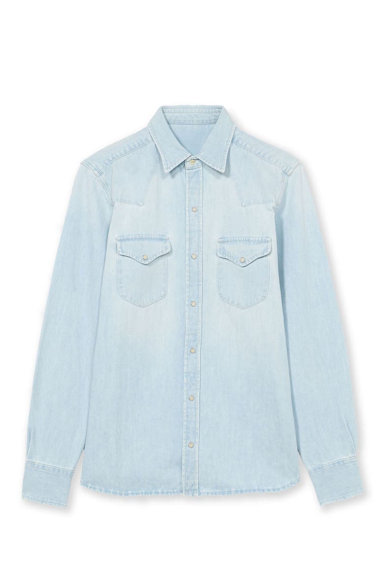 Texj Texan Bleach Wash Denim Shirt, Main, color, PALE BLUE