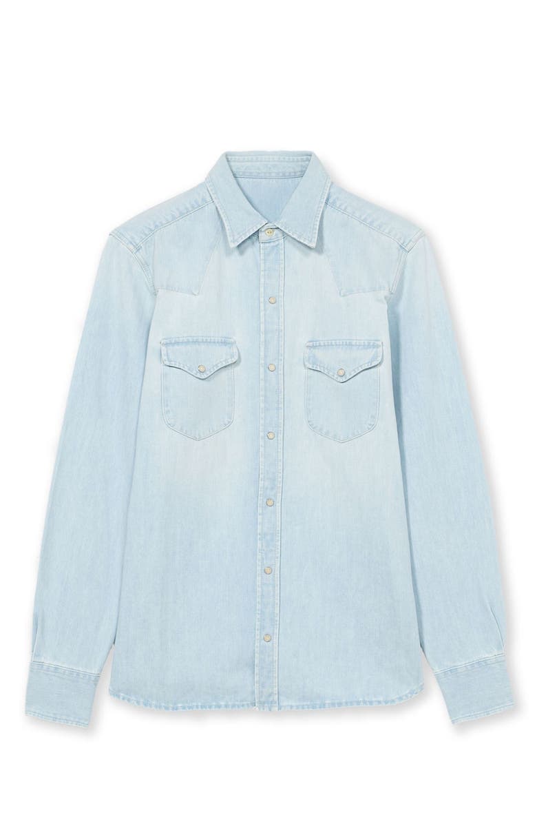 Fortela Texj Texan Bleach Wash Denim Shirt, Main, color, Pale Blue