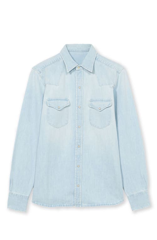 Fortela Texj Texan Bleach Wash Denim Shirt In Blue