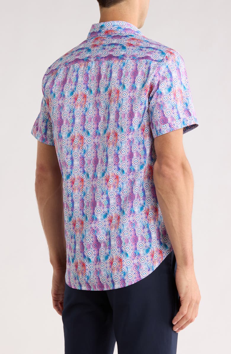 Robert Graham Short Sleeve Button-Up Shirt, Alternate, color, Blue Multi