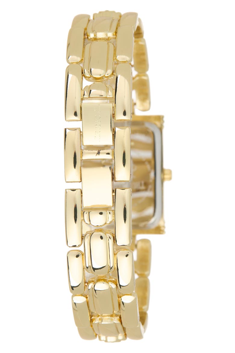 Crystal Accent Rectangle Analog Watch, Alternate, color, GOLD