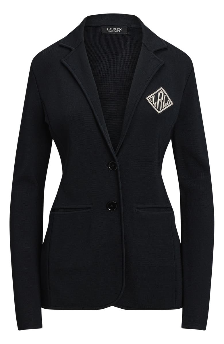 Lauren Ralph Lauren Logo Patch Blazer, Alternate, color, Black