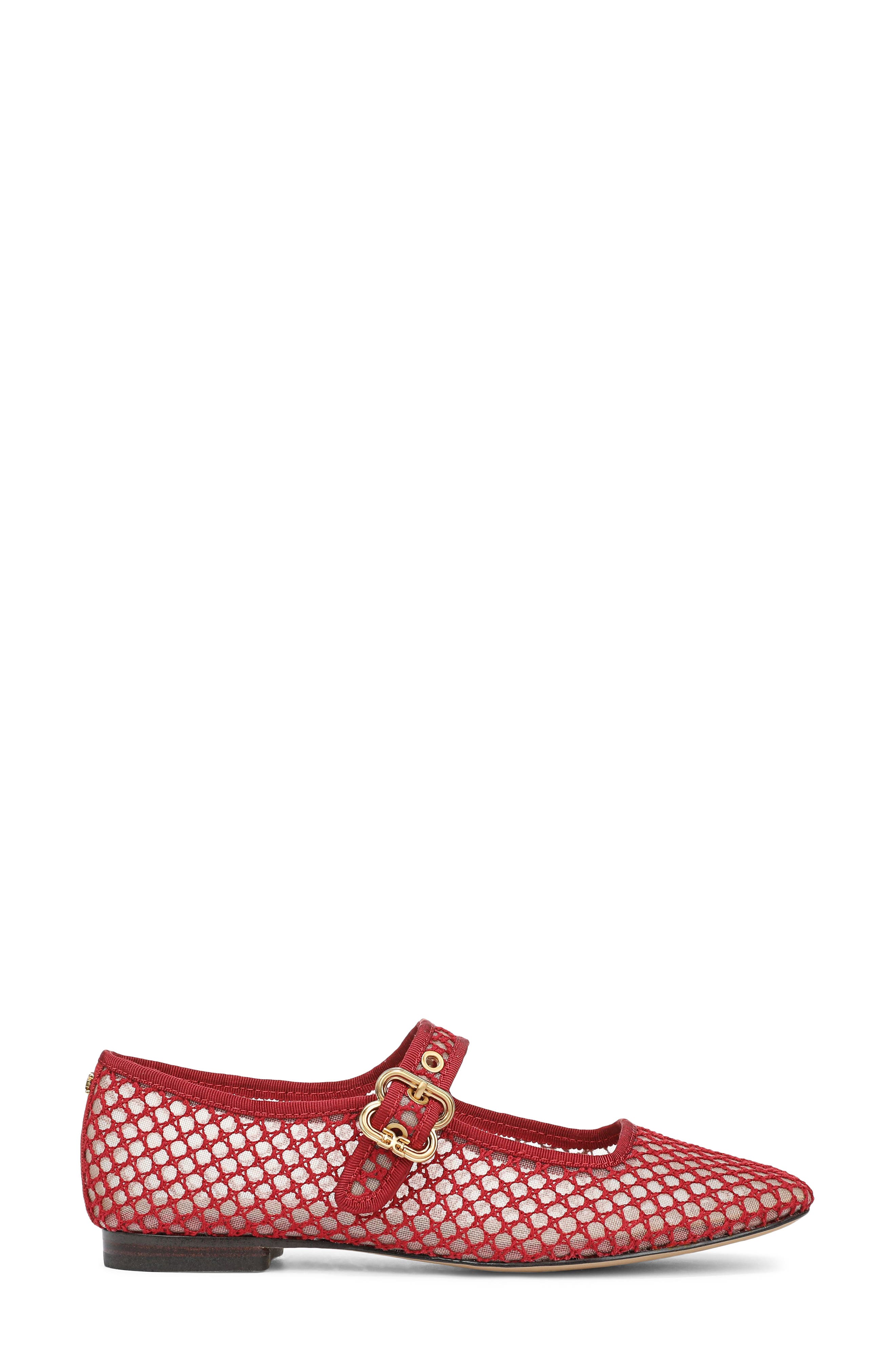 Michaela Mesh Flat, Alternate, color, DEEP SCARLET