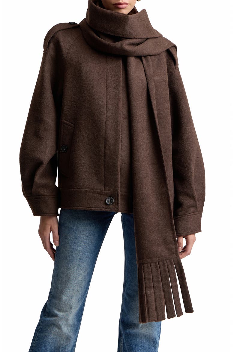 Oversized Coat with Detachable Scarf, Main, color, SABLE
