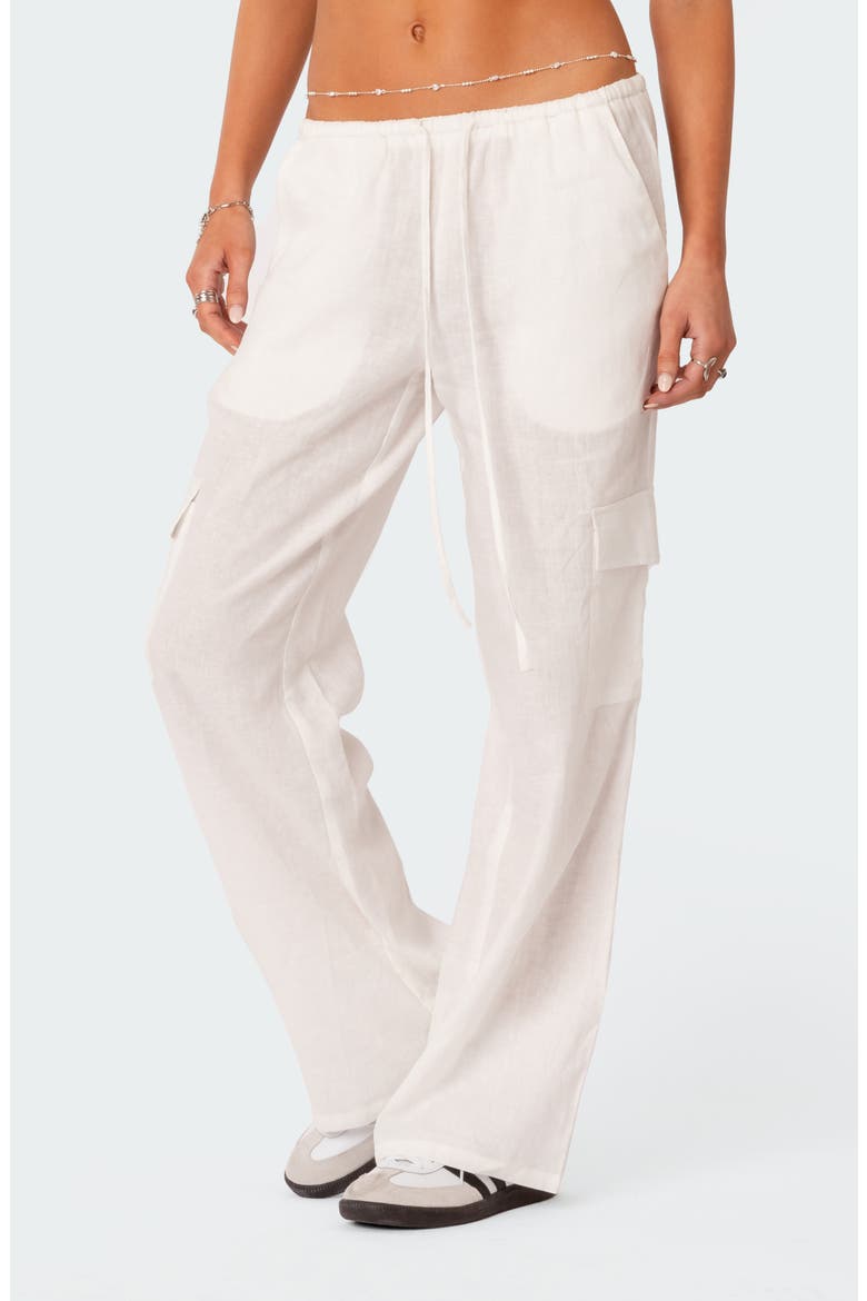Lyric Cotton Cover-Up Cargo Pants, Alternate, color, WHITE