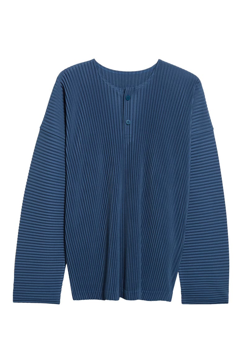 Monthly Colors September Pleated Henley, Alternate, color, SHADOW BLUE