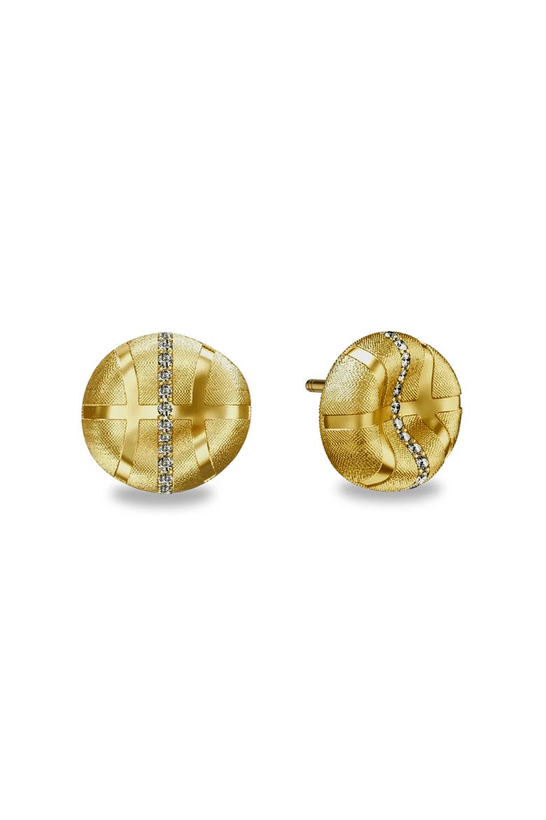 The Basketball Leaking Ball Linear Diamond Earrings, Main, color, Gold / White Diamond