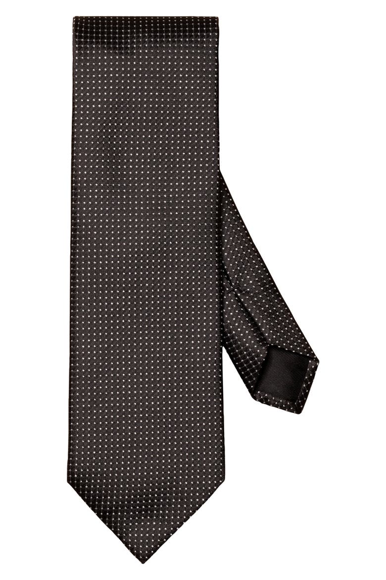 Pin Dot Silk Blend Tie, Main, color, BLACK